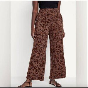 NWT Old Navy High-Waisted Playa Wide-Leg Pants Brown Animal Print